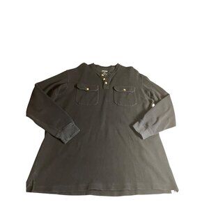 Duluth Trading Co Mens XLT Heavyweight Cotton Henley Shirt Cargo Pockets black
